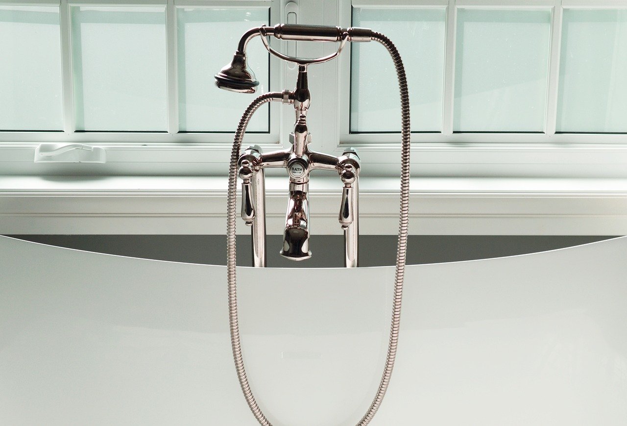 Elegant bathtub faucet in modern bathroom