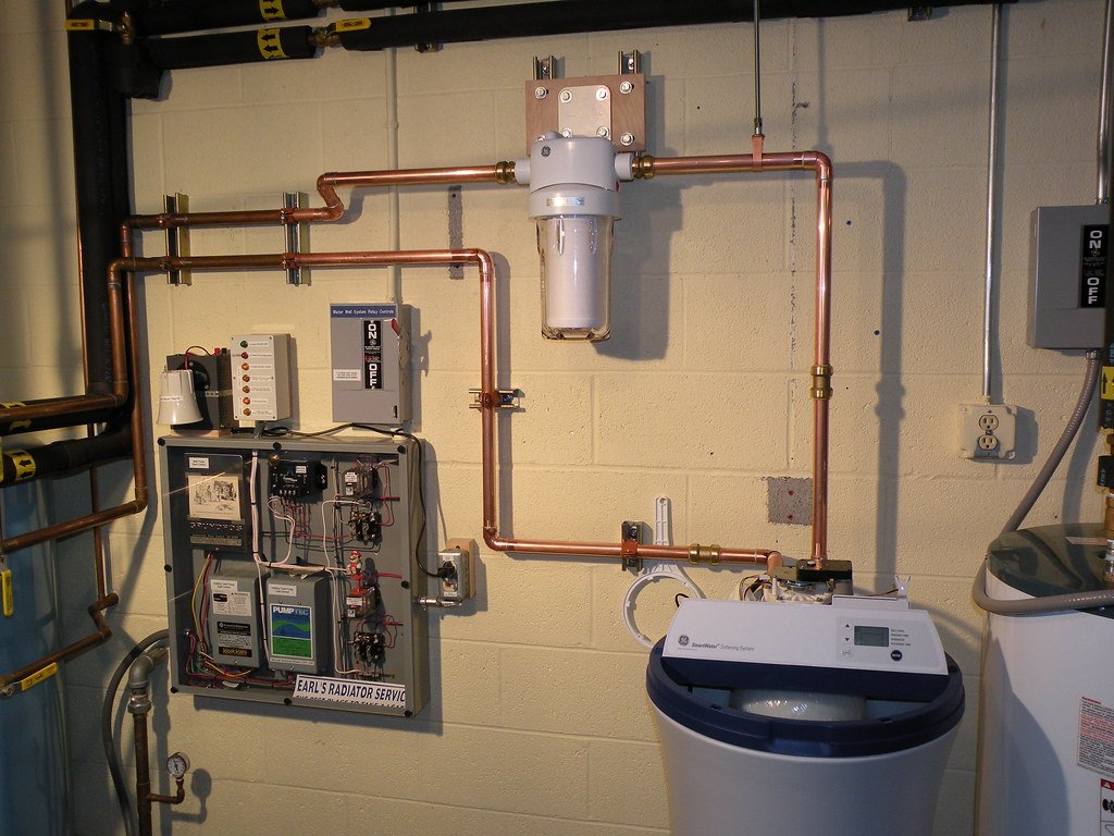 Industrial water heating and filtration system installation