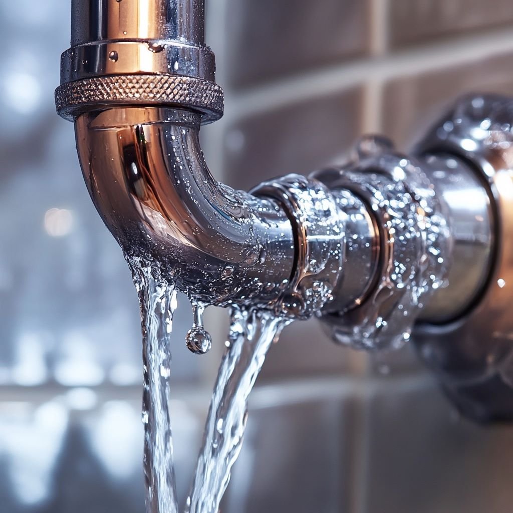 Close-up of water flowing from shiny faucet